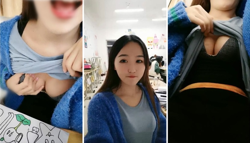 极品大学校花【身高176小学妹】,课堂上脱裤子露奶,紧张刺激差点被发现,回宿舍拉上蚊帐露出一线天鲍鱼和粉嫩咪咪!